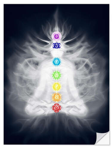 Wall sticker Lotus pose with seven chakras