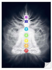 Wall sticker Lotus pose with seven chakras