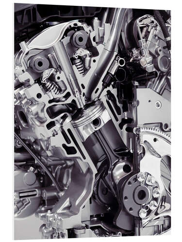 PVC print Car engine with cylinders, pistons and valves