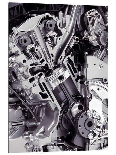 Galleritryk Car engine with cylinders, pistons and valves