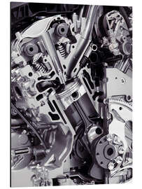 Magnettafel Automotor mit Zylinder, Kolben und Ventilen