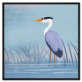 Gerahmter Kunstdruck Reiher