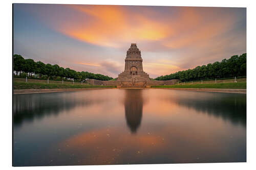 Print på aluminium Monument to the Battle of the Nations at sunset