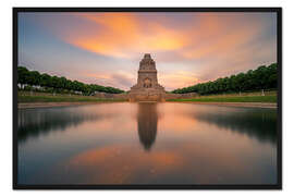 Gerahmter Kunstdruck Völkerschlachtdenkmal bei Sonnenuntergang