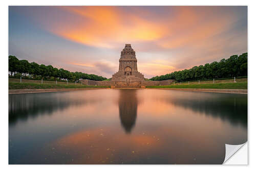 Selvklebende plakat Monument to the Battle of the Nations at sunset