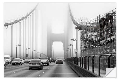 Selvklebende plakat Traffic on the Golden Gate Bridge