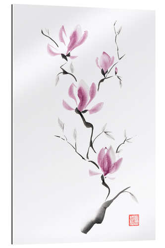 Tableau en plexi-alu Branche de fleur de magnolia