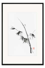 Gerahmter Kunstdruck Bambusstengel mit Blättern