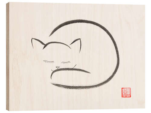 Wood print Sleeping cat