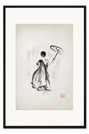 Gerahmter Kunstdruck Mönch mit Schirm