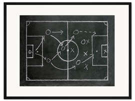 Gerahmter Kunstdruck Fussballtaktiken auf einer Tafel