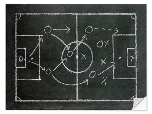 Selvklebende plakat Football tactics on a blackboard