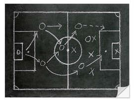 Självhäftande poster Football tactics on a blackboard