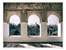 Plakat widok na Alhambrę