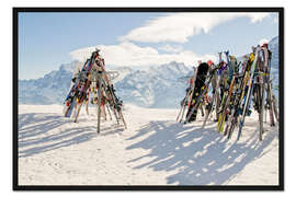 Gerahmter Kunstdruck Skier und Snowboards