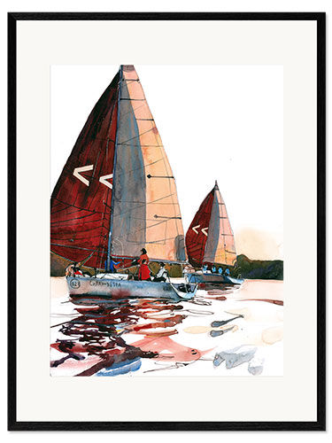Framed art print Yacht Regatta at  Sunset