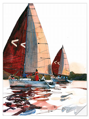 Muursticker Yacht Regatta at  Sunset