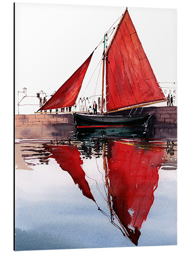 Aluminium print Red Sailboat Hooker  Galway Ireland