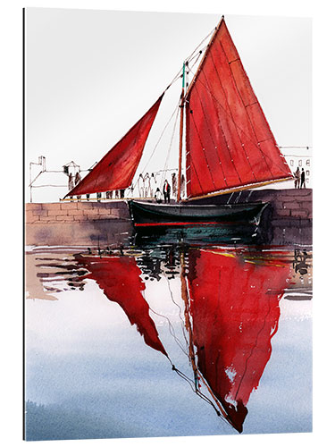 Gallery print Red Sailboat Hooker  Galway Ireland