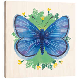 Wood print Endangered wildlife: palos verdes blue butterfly