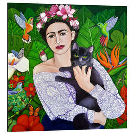 Magnettafel Frida Kahlo mit schwarzer Katze