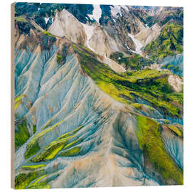 Wood print Landmannalaugar, Iceland