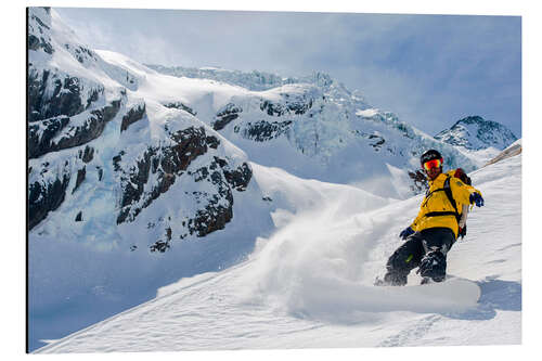 Aluminium print Snowboarder in deep snow