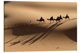 Aluminium print Camel caravan crosses the sand dunes of the Sahara