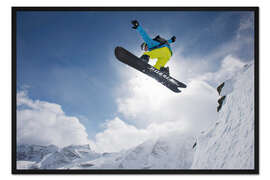 Gerahmter Kunstdruck Snowboardfahrer