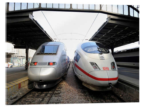 Acrylglasbild TGV und ICE am Gare de l'Est