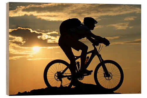 Hout print Mountain bikers on the Kampenwand