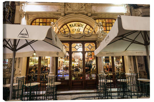 Canvastavla Café Majestic by night, Porto