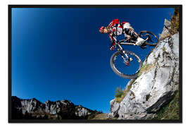 Gerahmter Kunstdruck Mountainbiker an der Kampenwand