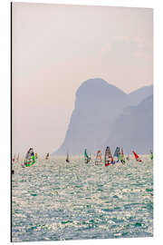 Aluminium print Windsurfer with Colourful Sails, Lake Garda