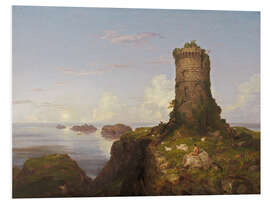 Foam board print Italian Coast Scene with Ruined Tower