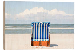 Holzbild Strandkorb am Strand