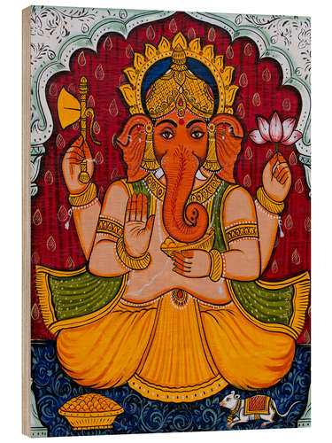 Wood print Ganesha or Ganpati