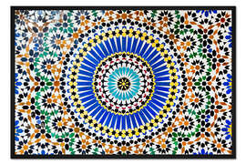 Gerahmter Kunstdruck Zellij Wandmosaik aus Terrakotta-Kacheln