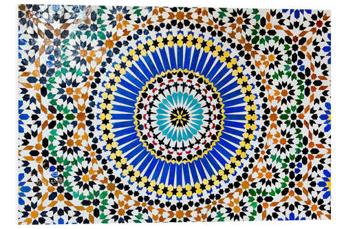 Foam board print Zellij wall mosaic made of terracotta tiles