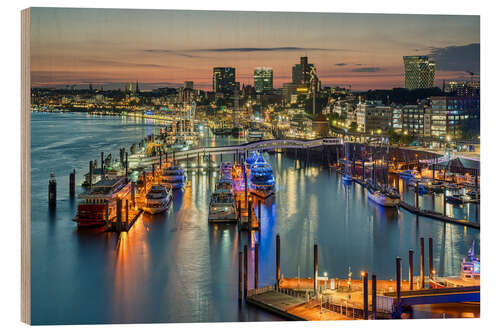 Holzbild Blick über den Niederhafen in Hamburg