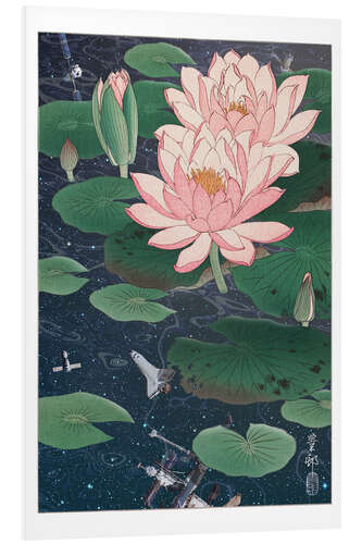 Foam board print Water lilies in space