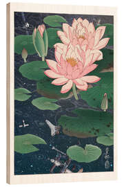 Wood print Water lilies in space