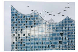 PVC-tavla Birds fly over the Elbphilharmonie