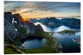 Akrylbillede Midnight sun on Hamnoy
