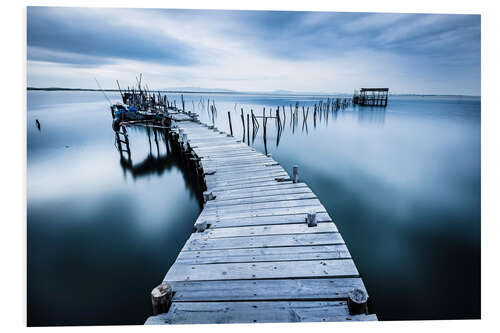 Foam board print Boat dock in the calm sea