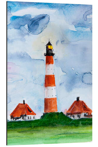 Aluminium print Westerheversand lighthouse