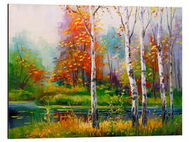 Magnettafel Birke und Teich