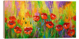 Tableau en bois Coquelicots lumineux