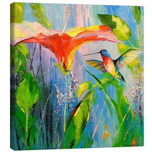 Canvas print Hummingbird and flower