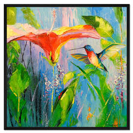 Gerahmter Kunstdruck Kolibri und Blume